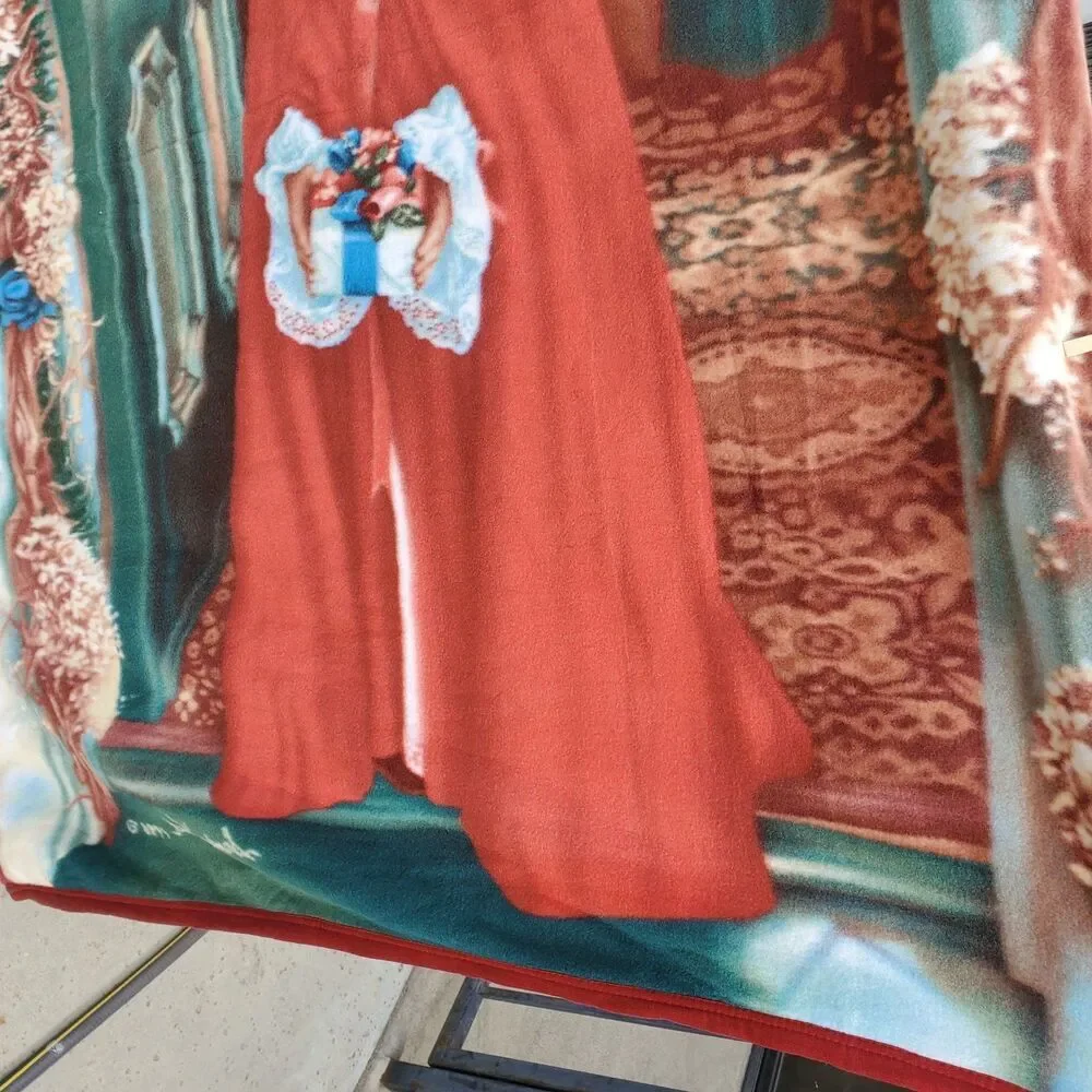 Vintage Sandra Kuck 1996 Merry‎ Christmas Tapestry Throw Blanket 50
